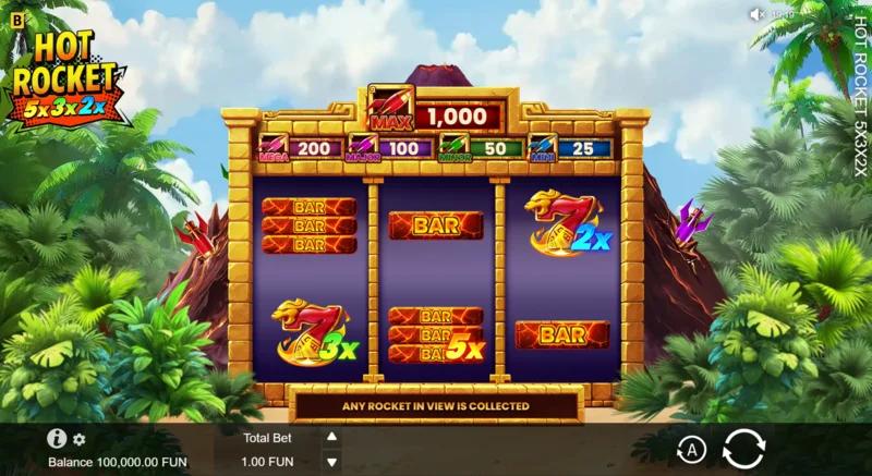 Hot Rocket 5x 3x 2x - putaran dasar dengan koefisien overlay pada gulungan